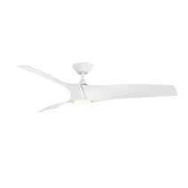 Zephyr Indoor and Outdoor 3-Blade Smart Ceiling Fan 52in Matte White with 3000K LED Light Kit and Remote Control