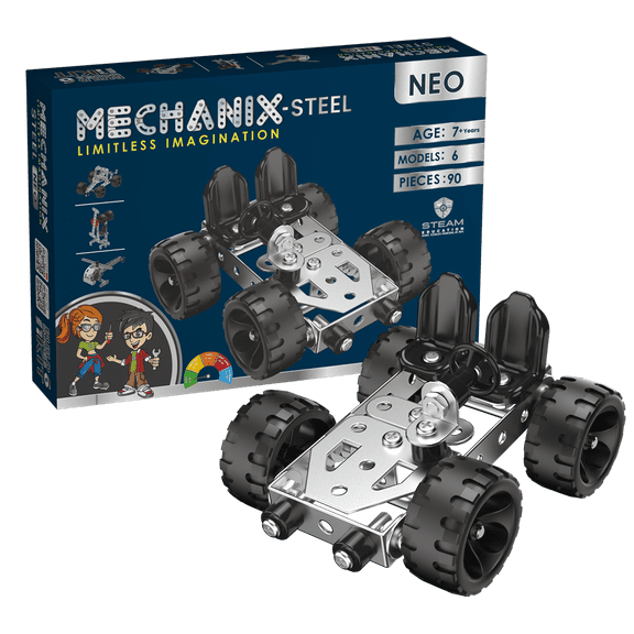 Zephyr Mechanix Steel Neo STEM Construction Set, Silver Navy, 90 Pieces