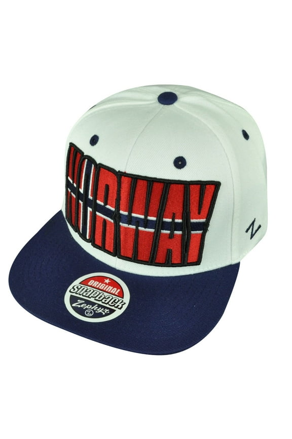 Norway Scandinavia Adjustable Snapback White Backdrop Villain Hat Cap