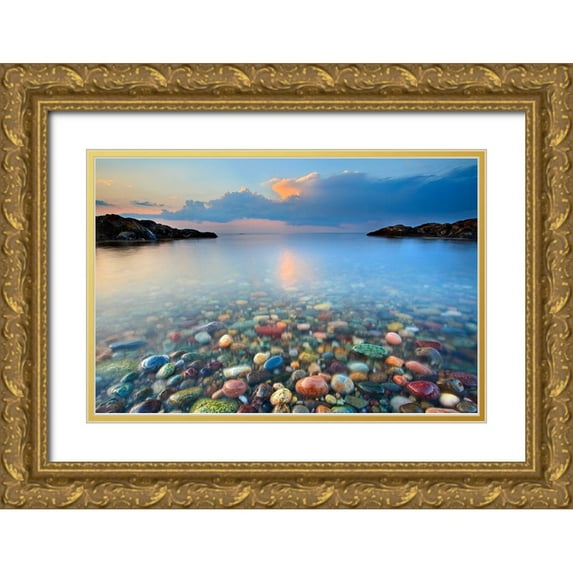 Zephyr, Patrick 24x17 Gold Ornate Wood Framed with Double Matting Museum Art Print Titled - Colored Rocks