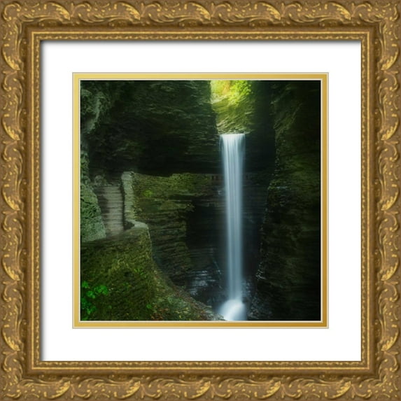 Zephyr, Patrick 26x26 Gold Ornate Wood Framed with Double Matting Museum Art Print Titled - Cavern Cascade