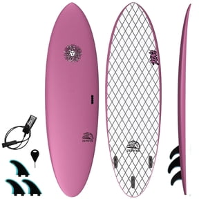 Zephyr Soft Top Midlength Foam Surfboard for Beginners and Kids - Includes Leash + Fins