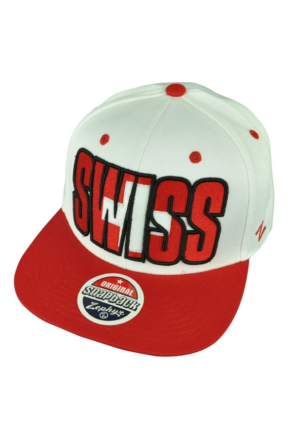 Swiss Switzerland Adjustable Snapback White Backdrop Villain Hat Cap