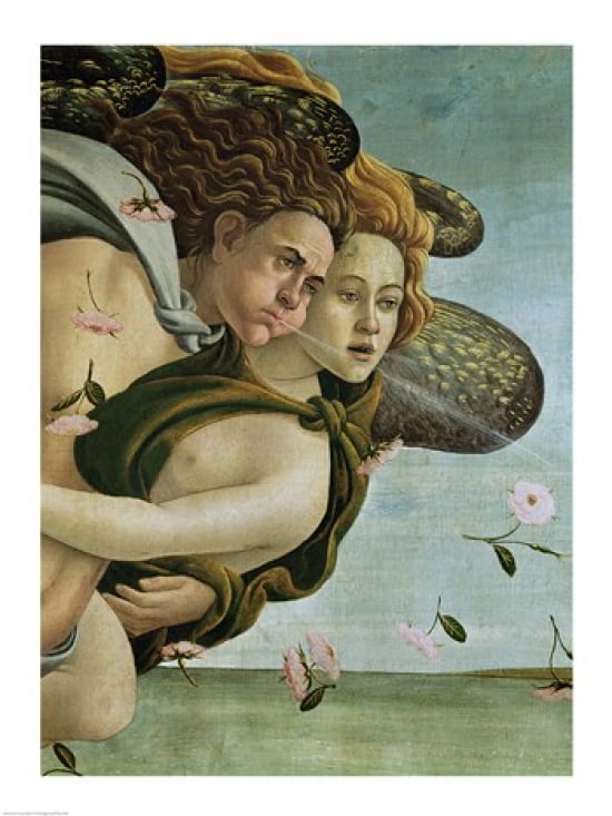 Zephyr and Chloris detail from The Birth of Venus c1485 Canvas Art - Sandro Botticelli (18 x 24)