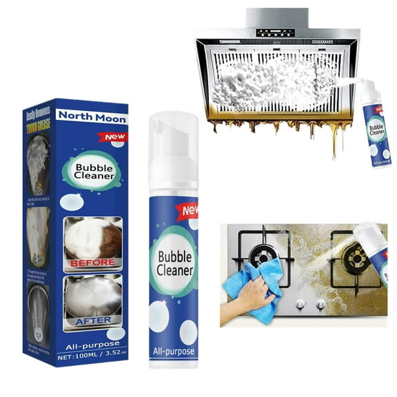 ZephyrZing Bubble Cleaner Foam Spray - North Moon Bubble Cleaner Foam Kitchen Bubble Cleaner Spray All Purpose Rinse-free Cleaning Foam Powerful Effective in Combating Kitchen Stains (1pc)