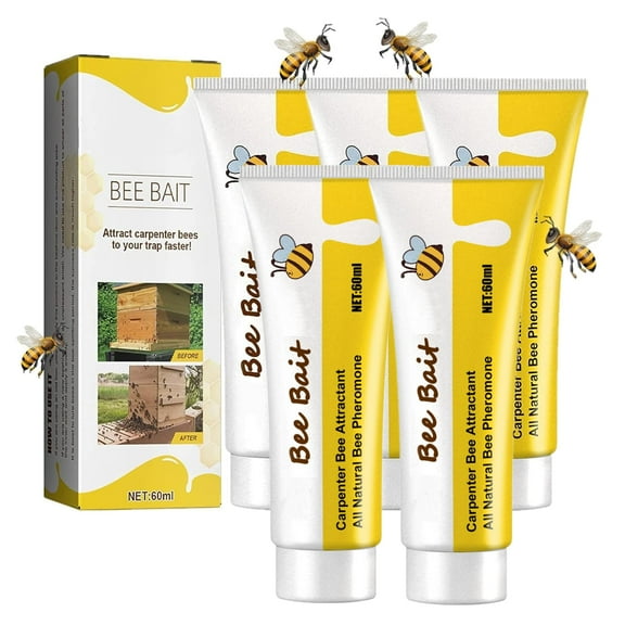 ZephyrZing Carpenter Bee Bait - All Natural Carpenter Bee Bait Lure Attracts Bees to Your Hive, 2 oz Bee Bait (5pc)