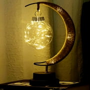 ZephyrZing Enchanted Lunar Lamp, Magical LED Moon Lamp Night Light Galaxy Lamp, Hanging Moon Lamp Handmade Wrought Iron Table Light, Remembrance Christmas Holiday Gift for Home Decorations (White)