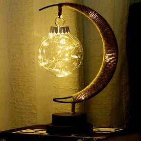 ZephyrZing Enchanted Lunar Lamp, Magical LED Moon Lamp Night Light Galaxy Lamp, Hanging Moon Lamp Handmade Wrought Iron Table Light, Remembrance Christmas Holiday Gift for Home Decorations (White)