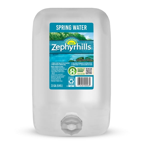 Zephyrhills Florida Spring Water, 2.5 Gal, Single Plastic Jug