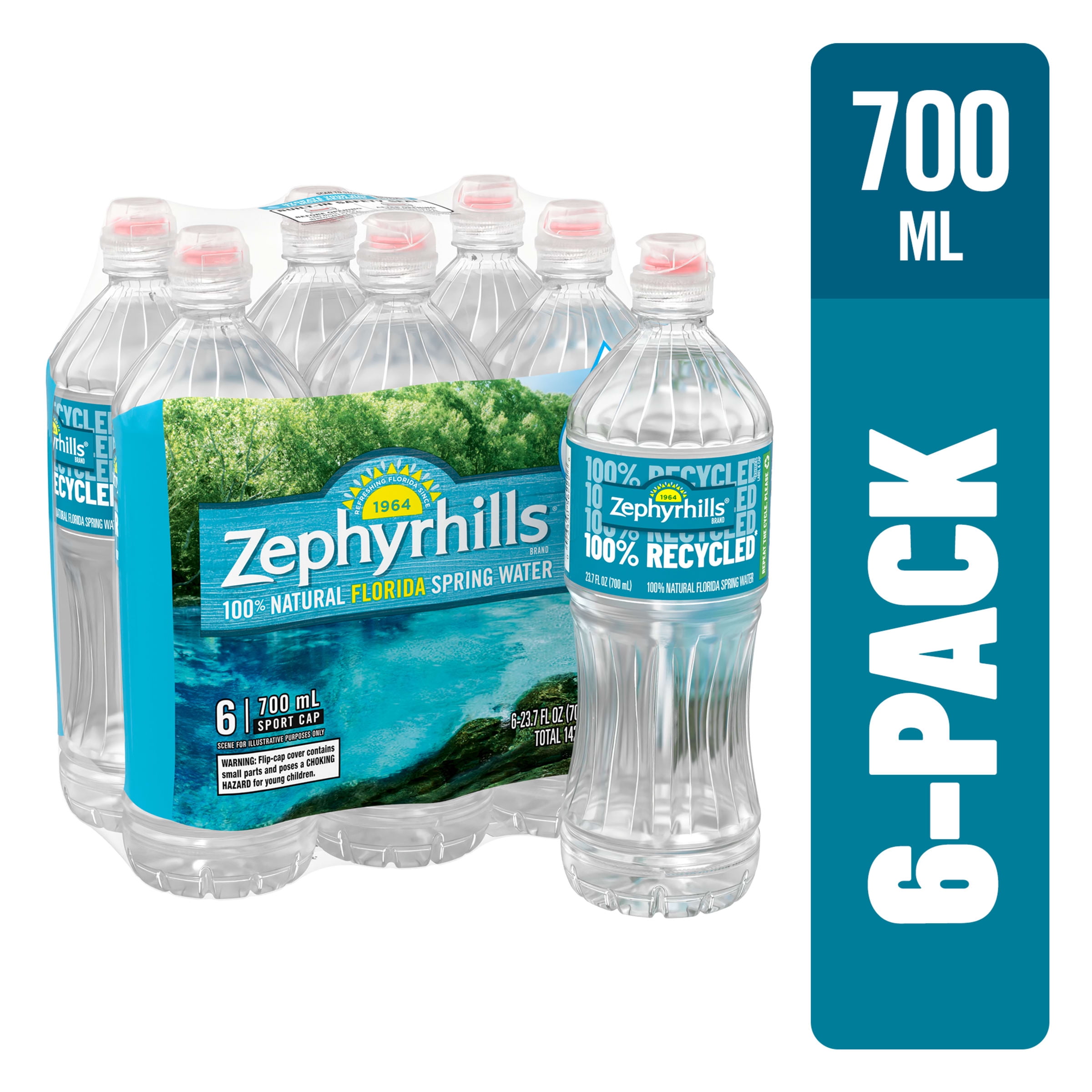 Zephyrhills Brand Natural Spring Water, 23.7oz Sport Cap Bottles