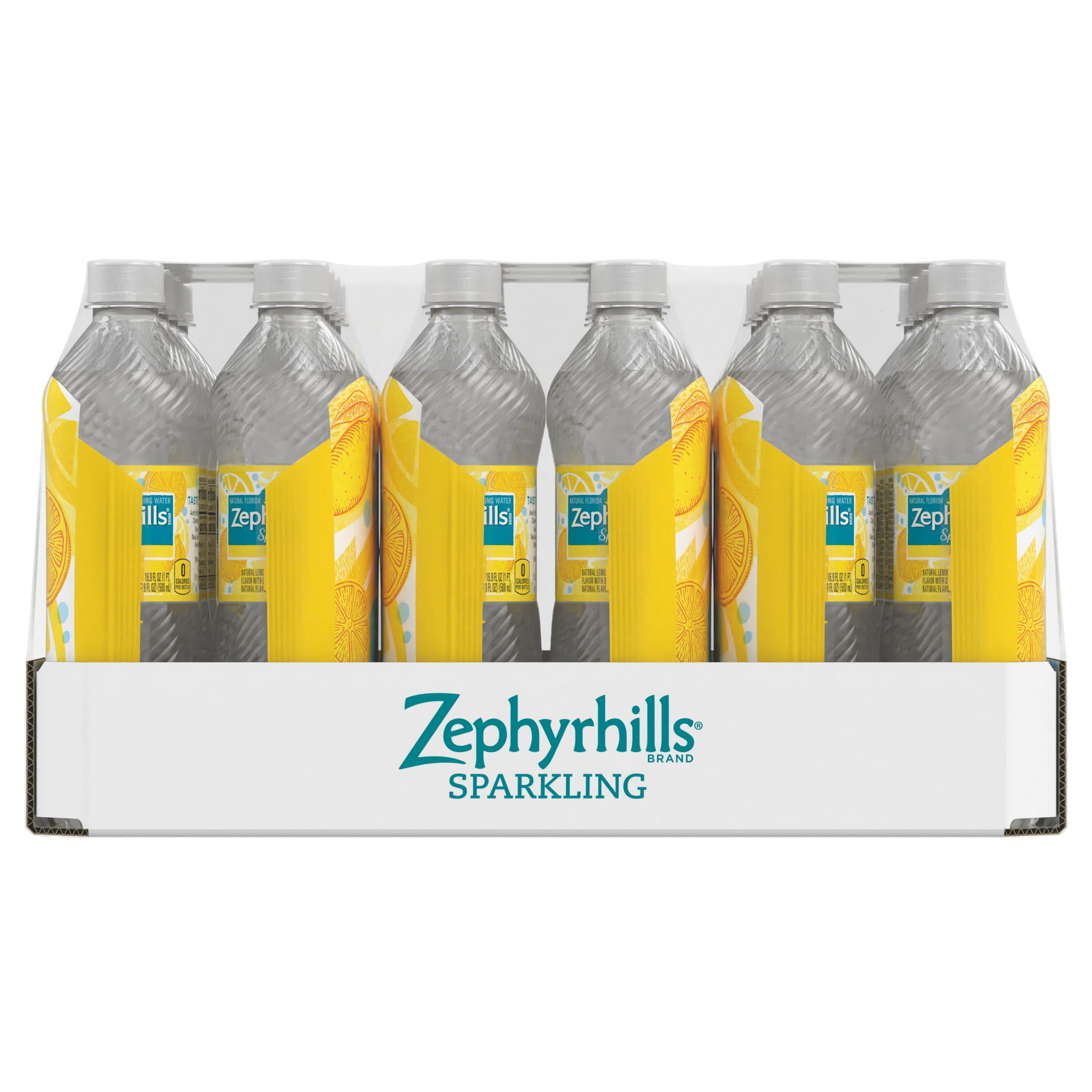 Zephyrhills Sparkling Water, Lively Lemon, 16.9 oz. Bottles (24 Count