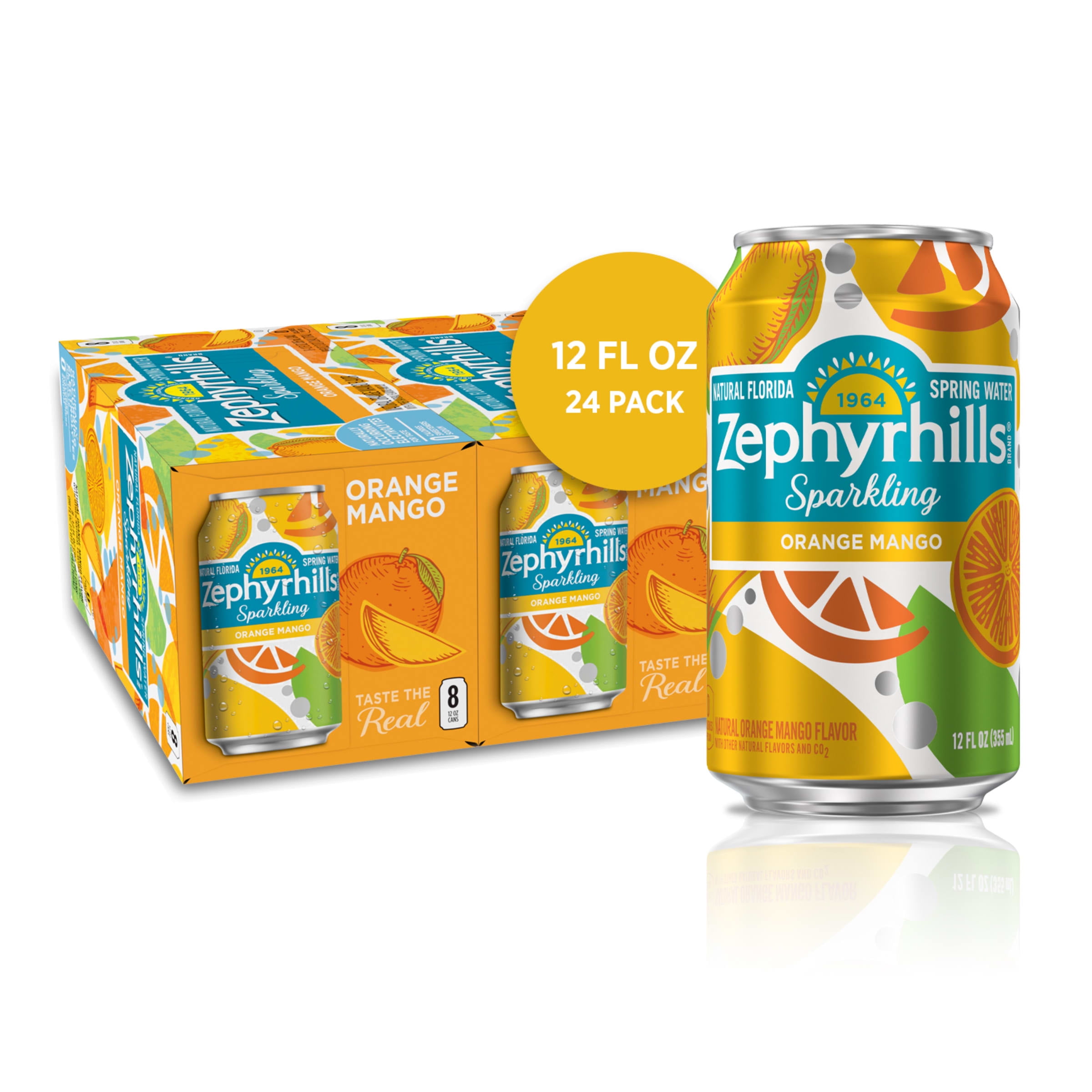 Zephyrhills Sparkling Water, Orange Mango, 12 oz. Can (24 Count