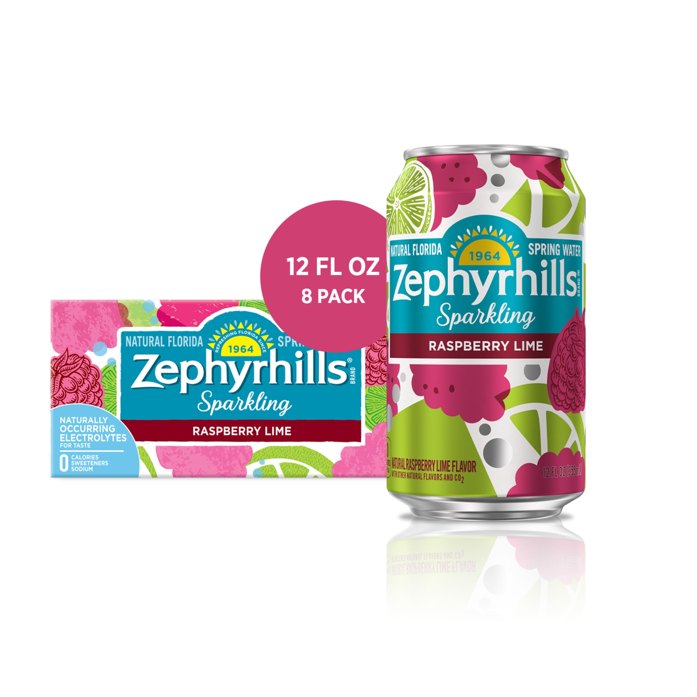 Zephyrhills Sparkling Water, Raspberry Lime, 12 oz. Cans (8 Count