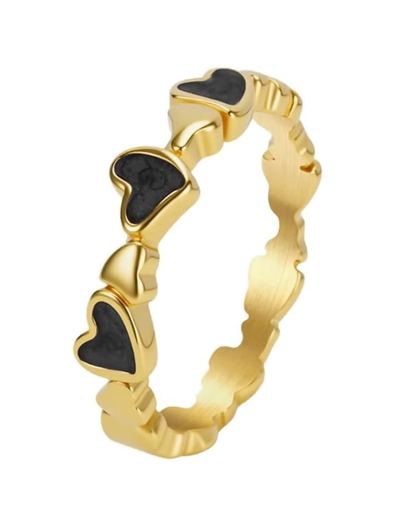18K Gold Plated Enamel Heart Ring for Women Dainty Full Heart Band Ring Stackable Colorful Statement Jewelry Gift