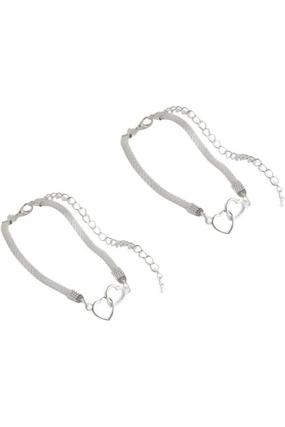2 pcs set Cross Eternity Heart Anklets Waterproof Large Ankle Tennis Rhinestone Anklet Plus Size Anklet for Women Big Ankles Beach Summer Foot Jewelry for Women