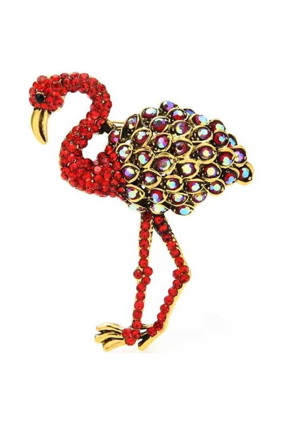 5.2 * 4.3cm Red Enamel Bird Brooches Women Ostrich Animal Casual Office Brooch Pins