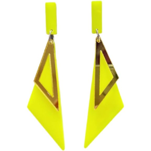 Zephyriana 80's Retro Acrylic Geometry Double Triangle Long Dangle Drop Earrings Creative Exaggerated Fluorescent Geometric Statement Earrings Outfit Glow Party Jewelry Gifts for Women