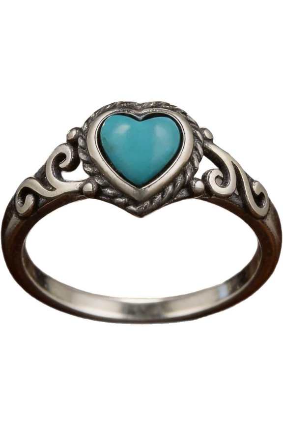 Bohemian Blue Heart Gemstone Ring for Women Vintage Exquisite Sunmmer Beach Travel Band