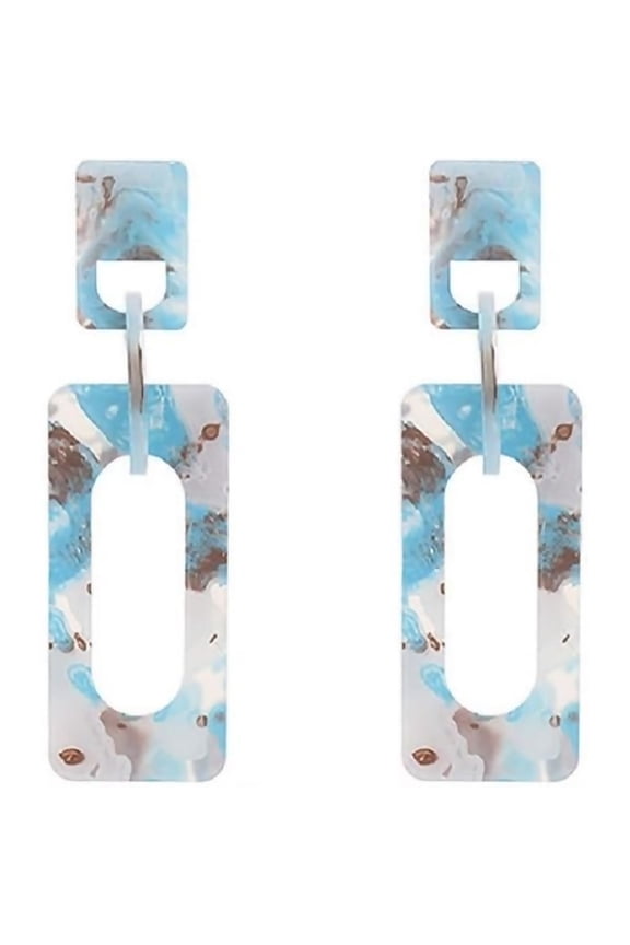 Boho Acrylic Colorful Rectangle Dangle Earrings Retro Resin Geometry Exaggerated Double Squares Statement Drop Earrings Jewelry Gift for Women