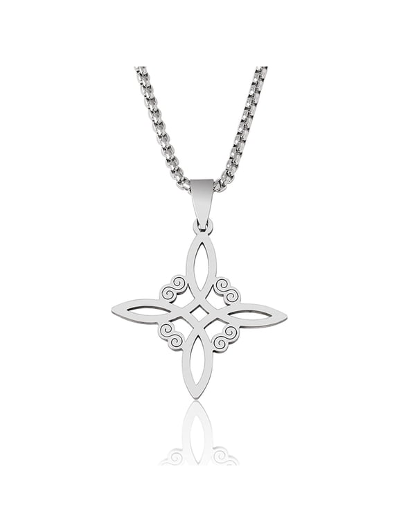 Celtic-Knot Necklace Witchs Knot Amulet Pendant Clavicle Chain Good Luck Symbol Protections Choker Necklace for Women