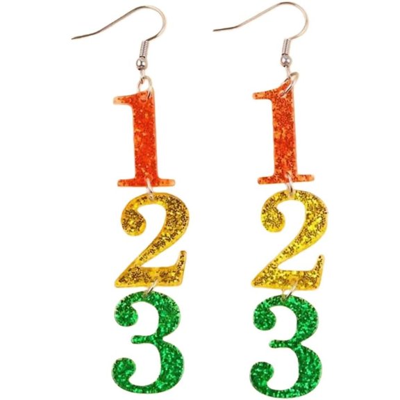 Zephyriana Colorful ABC 123 READ Letter Shiny Acrylic Earrings Cute Handmade Book Glitter Dangle Drop Earrings for Women Teachers Appreciation Day Gifts