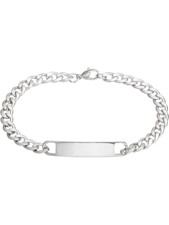 Custom ID Bracelets for Men Women, Personalized Custom Engraving Name Stainless Steel ID Engravable Bracelets Chain with Bag for Christmas Jewelry Gift