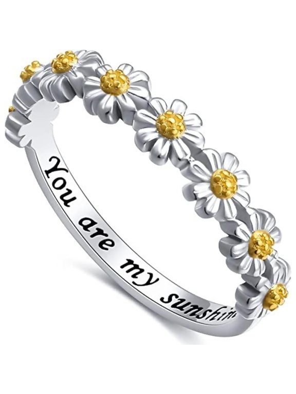 Delicate Sunflower Ring Cubic Zirconia You are My Sunshine Ring Trend Flower Rings