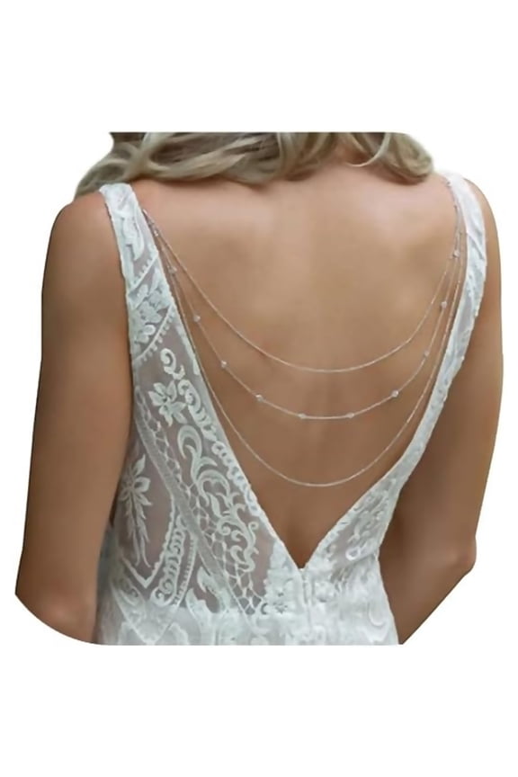 Elegant Multi Layered Rhinestone Back Chain Jewelry Crystal Bridal Back Necklace Chain Sexy Bikini Rhinestone Shoulder Chain Wedding Backdrop Jewelry for Women