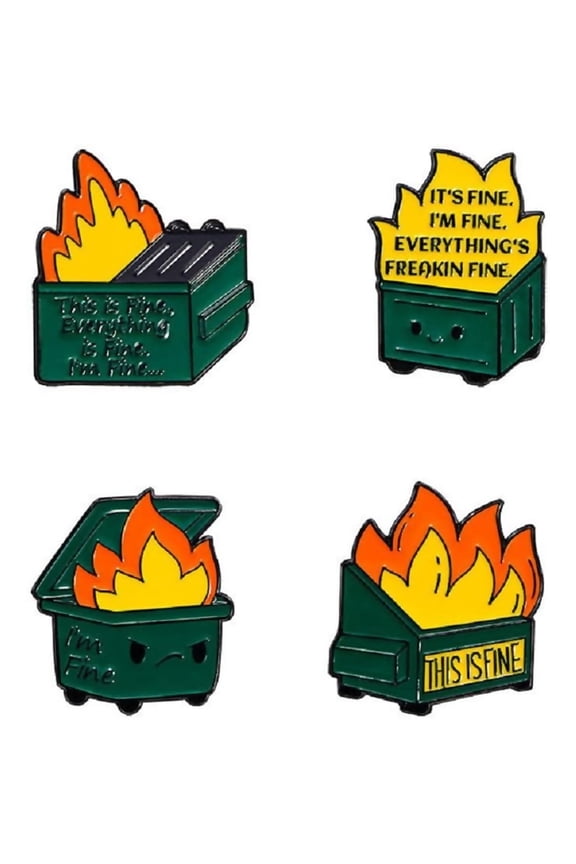 Enamel Dumpster Fire Pins Funny Meme Trash Garbage Burning Flame Pins Cute Cartoon Colorful Kawaii Hypoallergenic Stainless Steel Jewelry Birthday Gift for Women