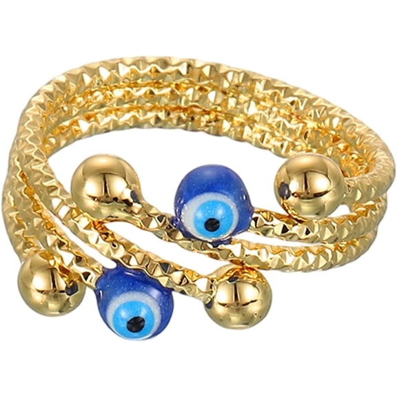 Zephyriana Evil Eye Ring, 2 Eyes Evil Eye Rings for Women with Decorative Box for Turkish Faith Protection, Gifts
