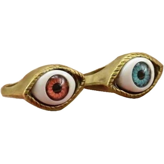 Zephyriana Evil Eye Ring for Women Men Brown Blue Turkish Eyes Ring Demon Dragon Eye Ring Couple Friendship Rings Gothic Jewelry Gift Size 7