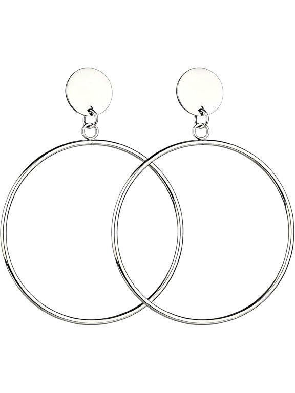Geometric Double Circle Round Stud Earrings Women's Lucky Number 8 Shape Hollow Big Hoop Earrings