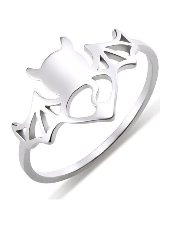 Gothic Devil Bat Ring Hollow Out Stainless Steel Jewelry Party Statement Accessories Gold, Silver Size 7-11 Rings for Women
