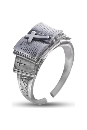 Handcrafted Bible Ring with Cross  A Sacred Companion of Faith, Adjustable Christian Faith Cross Ring, Scripture Carved Bands Engraved Praying, Religious Jewelry Gift