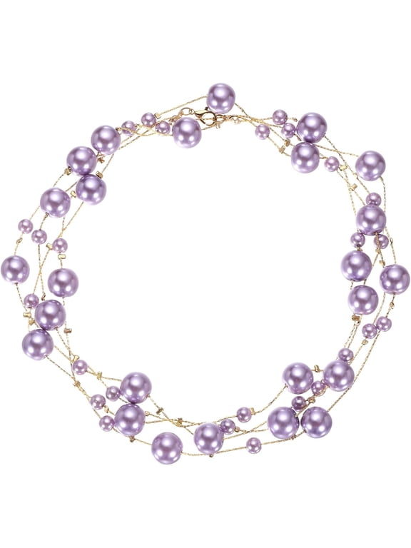 Long Pearl Necklaces for Women, Dainty Layered Pearl Necklaces Multiple Sweater Strand Faux Pearls Beads Chain
