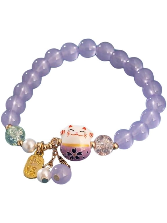 Lucky Cute Cat Bracelet Feng Shui Good Luck Jewelry for Women Men Wealth and Fortune Protection - Natural Gemstone Crystal Bracelets