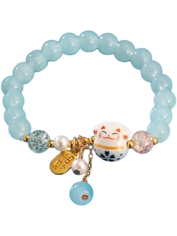 Lucky Cute Cat Bracelet Feng Shui Good Luck Jewelry for Women Men Wealth and Fortune Protection - Natural Gemstone Crystal Bracelets