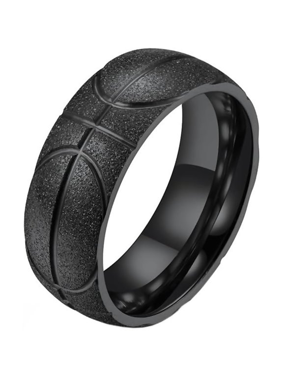Men's Women's Stainless Steel Basketball Pattern Engraved Ring Sport Souvenir Gifts for Him Personalized Hip Hop Band Jewelry