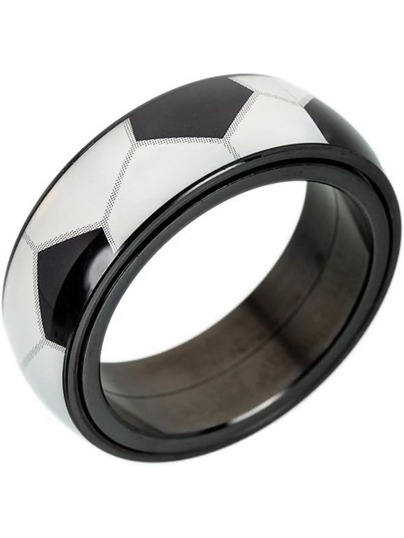 Men's Women's Stainless Steel Basketball Soccer Baseball Football Rugby Rotatable Ring Sport Souvenir Gifts Jewelry for Him