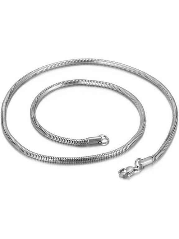 Men's Women's Stainless Steel Hip Hop Stackable Round Snake Bones Chain Necklace 1mm-6mm Silver/Gold/Black/Rose Gold Jewelry