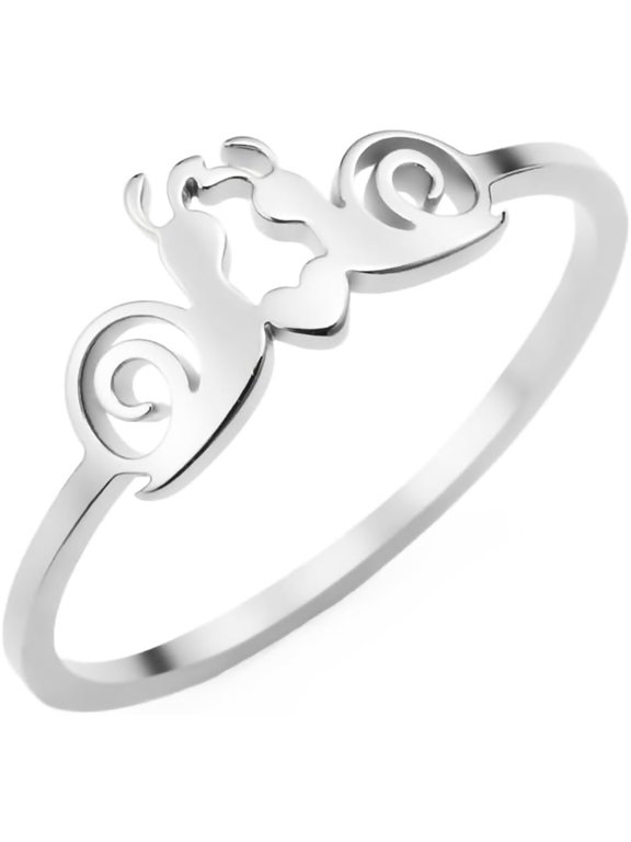 Minimalist Snail Heart Ring Hollow Out Stainless Steel Ring Delicate Everyday Stackable Ring Gold, Silver Size 7-11 Rings for Women