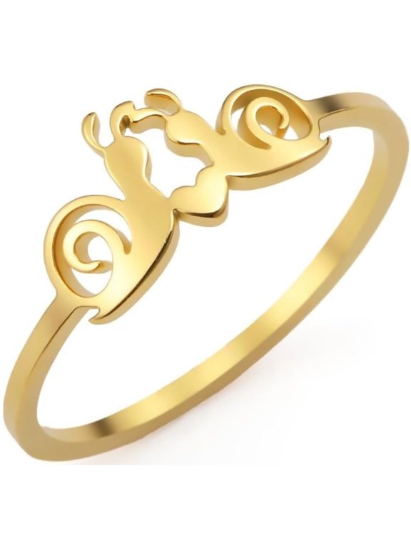 Minimalist Snail Heart Ring Hollow Out Stainless Steel Jewelry Delicate Everyday Stackable Accessories Gold, Silver Size 7-11 Rings for Women