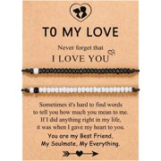 Zephyriana Morse Code Bracelets String Inspirational Bracelets Gifts for Couples Mom Daughter Best Friend Adjustable bracelets with Black White Beads for Women Men