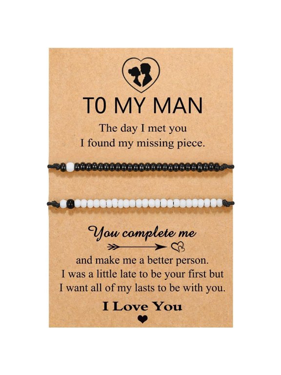 Morse Code Bracelets String Inspirational Bracelets Gifts for Couples Mom Daughter Best Friend Adjustable bracelets with Black White Beads for Women Men