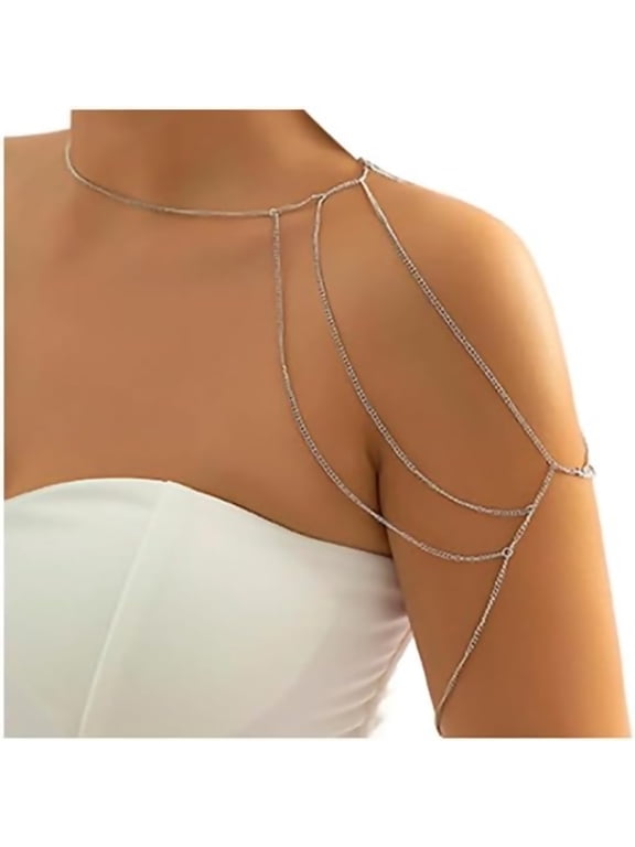 Multi-Layered Tassel Shoulder Body Chain Necklace Wedding Shoulder Back Chain Festival Upper Arm Bracelet Body Accessory for Women