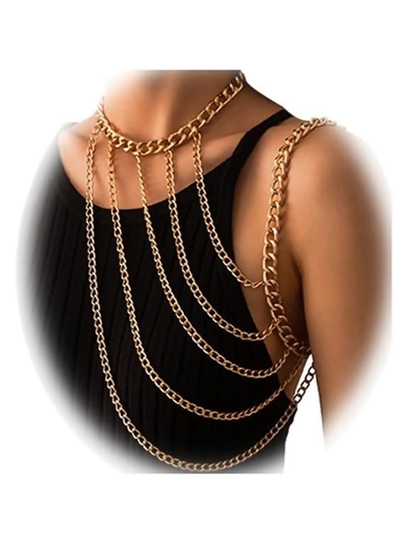 Multi-Layered Tassel Shoulder Body Chain Necklace Wedding Shoulder Back Chain Festival Upper Arm Bracelet Body Accessory for Women