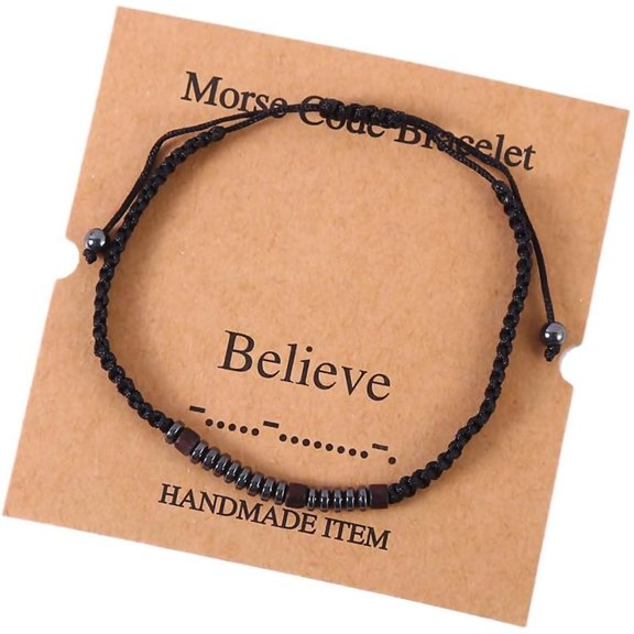 Zephyriana Natural Stone Braided Beads Inspirational Bracelet Morse Code Bracelets Letter Number Beads Weave Bracelet Holiday Festival Birthday Graudation Gifts