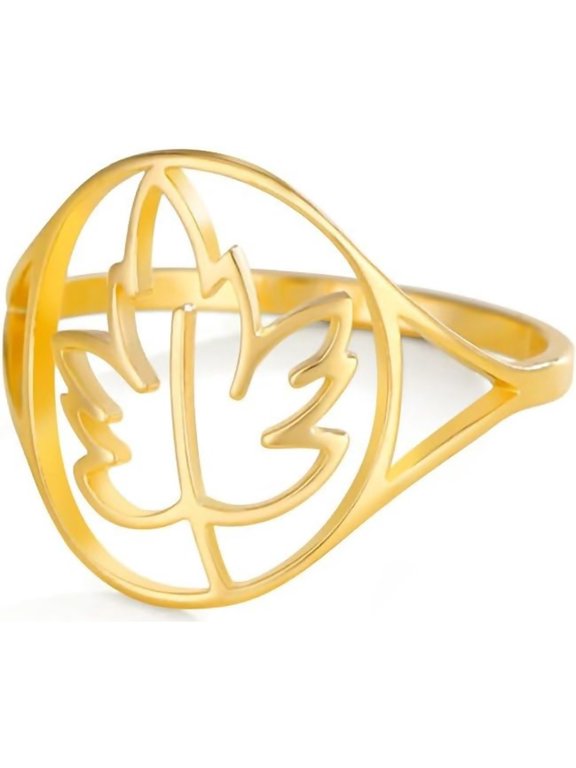 Nature-Inspired Maple Leaf Ring Hollow Out Stainless Steel Jewelry Delicate Everyday Signet Accessories Gold, Silver Size 7-11 Rings for Women