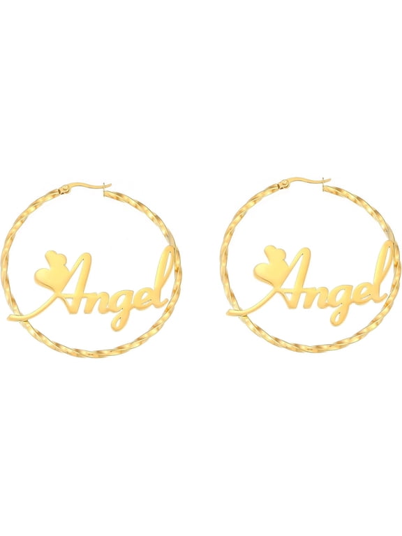 Personalized Bamboo Earrings for Women Custom Name Earrings- Hip Hop Unique Memorial Jewelry Christmas Gifts for Women