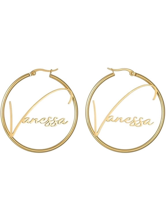 Personalized Name Hoop Earrings for Women, Custom Circle Earrings with Name, Stylish Personalized Jewelry Gift for Her, Custom Name Accessories